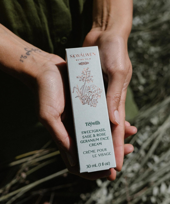 Téýwilh Sweetgrass, Sage & Rose Geranium Face Cream - Sḵwálwen Botanicals