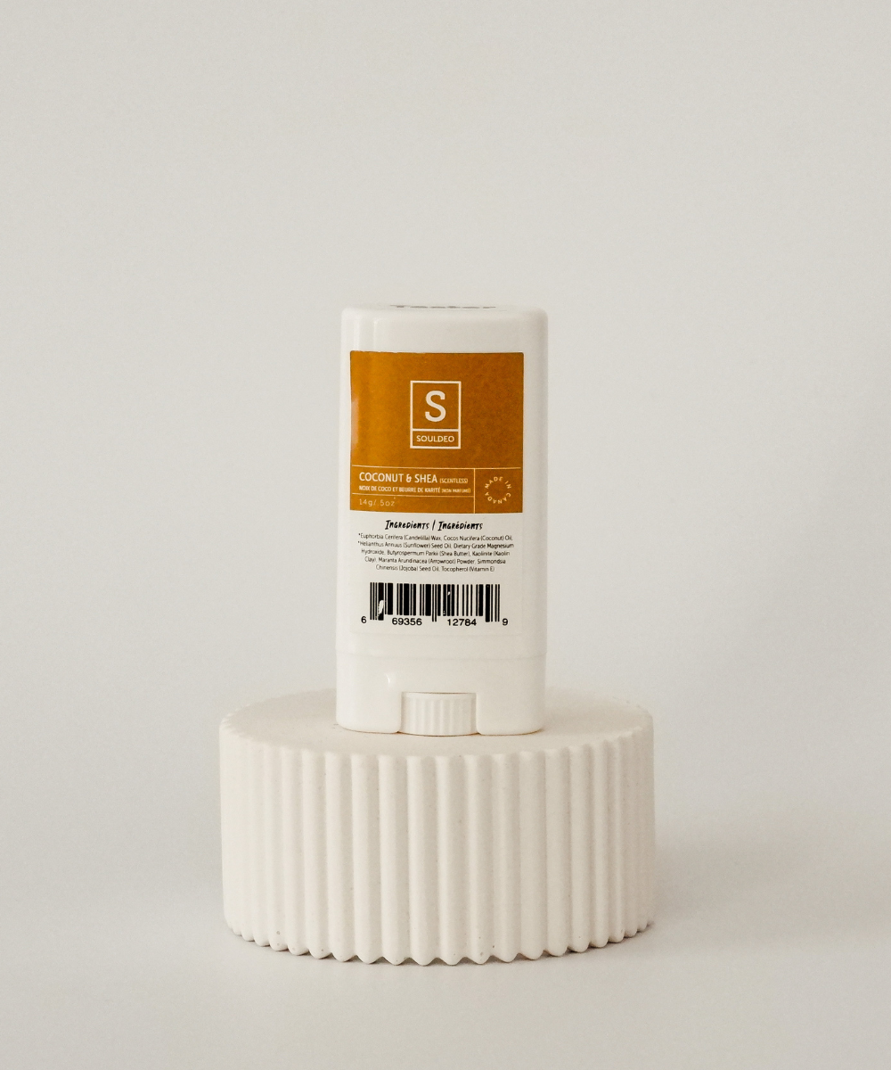 Coconut + Shea Scentless Deodorant Stick - Baking Soda Free - SoulDeo