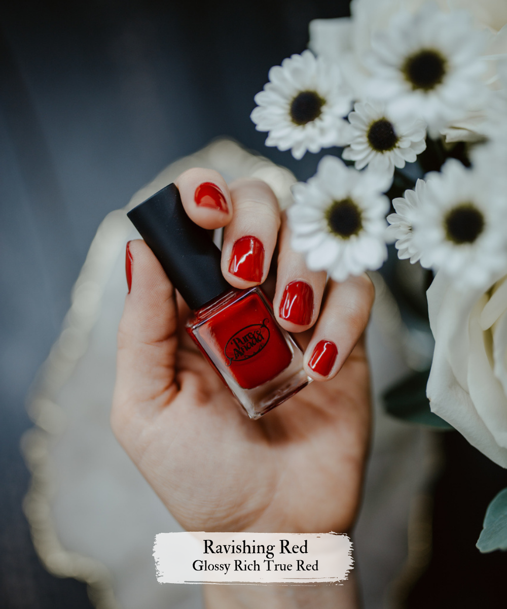 Red/Orange Glamour Nail Polish | Ravishing Red - Pure Anada
