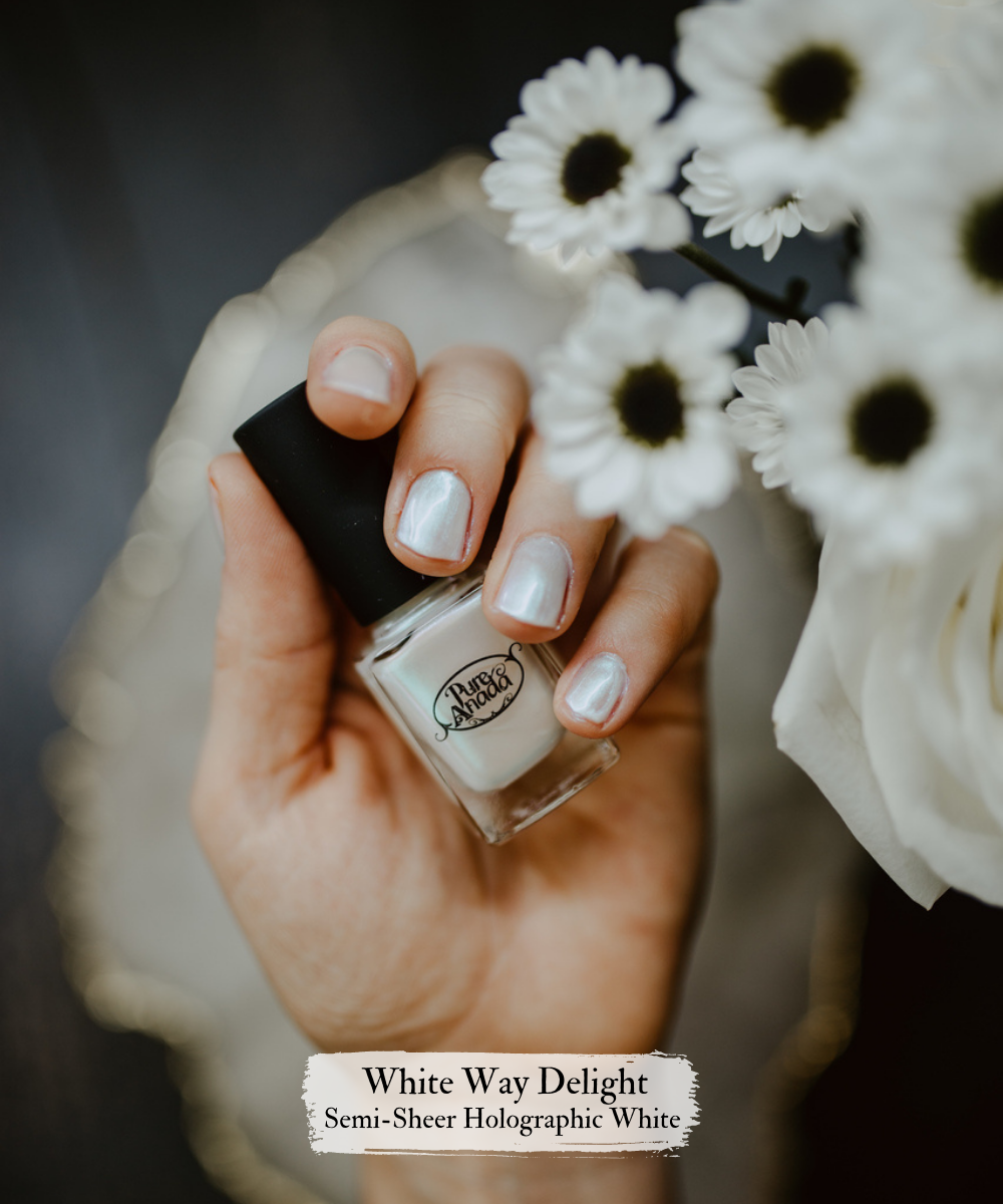 Shimmery Glamour Nail Polish | White Way Delight - Pure Anada