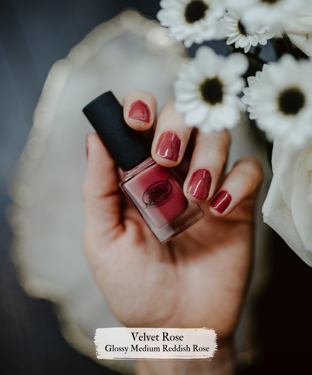 Red/Orange Glamour Nail Polish | Velvet Rose - Pure Anada